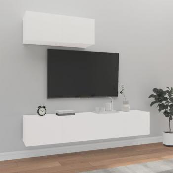 Set de muebles para TV 3 piezas madera contrachapada 80 x 30 x 30 cm, Mueble de Salon, Mueble TV, Mueble Televisor, Mesa de TV en color blanco