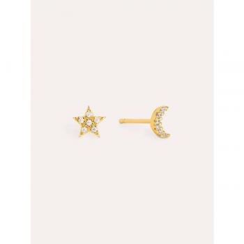 Pendientes Moon & Star de plata bañados en oro