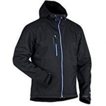 Chaqueta Softshell Impermeable con Capucha Negra/Azul Rey Talla S
