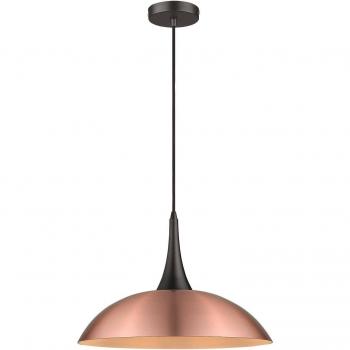 Lámpara colgante de techo tipo domo negro y cobre, E27, 1 luz - Suspensión Cobre CHICHESTER