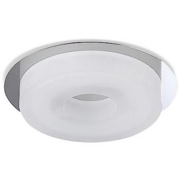 Plafón empotrable LED Marcel 6W redondo 3000K IP44, 550lm, cromo pulido/acrílico mate, corte: 70 mm, controlador incluido, 3 años de garantía