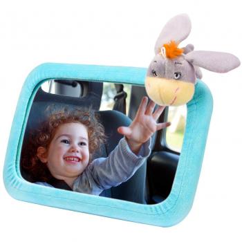 Espejo coche bebé del asiento trasero con cubierta linda del burro VICTSING, 3 lazos de cuerda para colgar muñecas, plástico rotación ajustable 360° con correas ajustables, seguro inastillable