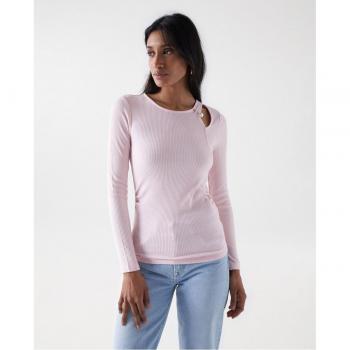 Salsa Jeans - Jersey de mujer de punto canalé con detalle de fruncido y aplique