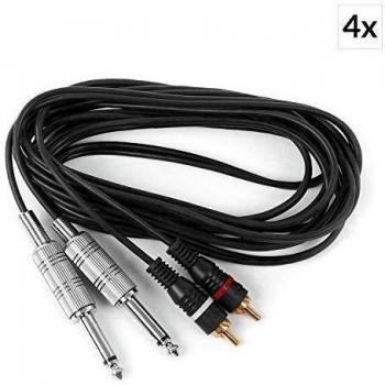 FrontStage Cable de conexión 3m Jack de 6,35mm a RCA Protección contra dobleces Juego de 4 u.