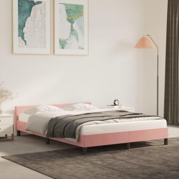 Cama con cabecero de terciopelo rosa 140x200 cm sin colchón Vidaxl