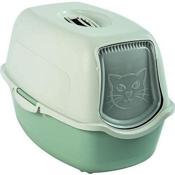 Rotho Bailey, Caja de arena con capucha y solapa, Plástico PP sin BPA, salvia, blanco, 56.0 x 40.0 x 39.0 cm