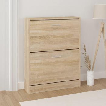 Zapatero de madera contrachapada roble 59x17x81 cm