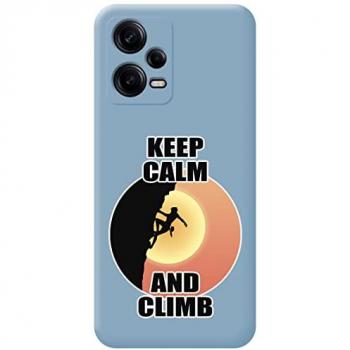 Funda Silicona Líquida Azul para Xiaomi Redmi Note 12 Pro+ Plus 5G con Diseño de Mujer y Dibujos de Escalada