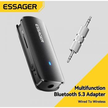 Adaptador Inalámbrico Bluetooth 5.3 Essager con Conector de 3,5mm para Música en Coche y Audio Aux, Compatible con Móvil y Portátil