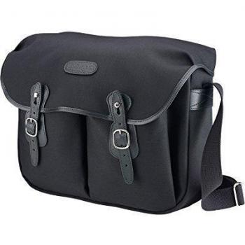 Billingham Hadley Large - Bolsa grande de lienzo con bordes de cuero para cámara réflex, color negro