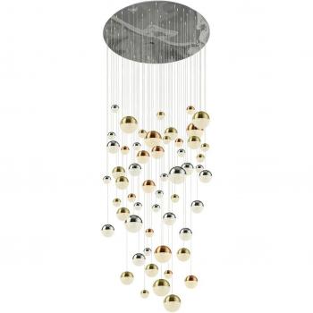 Lámpara Colgante Planets 55 - Cristal, Cobre, Cromo y Latón Satinado, Luz LED 4000K