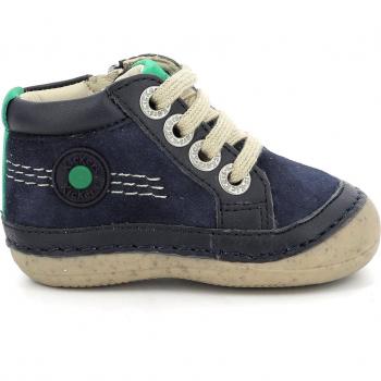 Kickers Sonistreet Marine Leather Ankle Boots for Boys and Girls