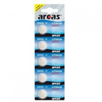 Pilas de Botón de Litio Arcas CR2032 - Pack de 5 unidades, 3V, 210mAh, Energía Confiable y Duradera