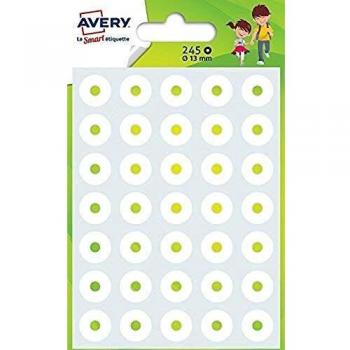 Avery OEIL245 - Paquete de 245 arandelas autoadhesivas, 13 mm de diámetro, color blanco