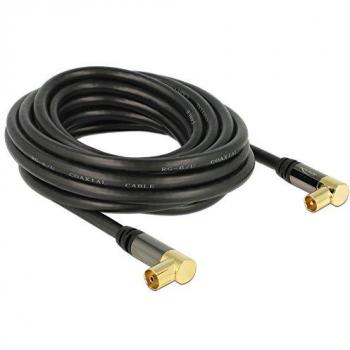 Cable de Antena IEC Macho a IEC Hembra Acodado 90° RG-6/U 5 m Color Negro