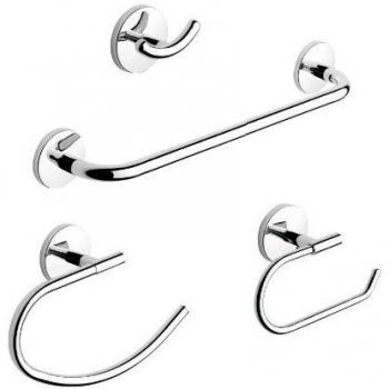Juego de Accesorios de Baño Cromado 4 Piezas Modelo Uno