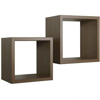 Estantes cúbicos de pared mod. Q-bis Maxi, conjunto de 2 piezas, color roble tabaco