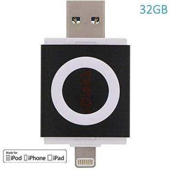 [Certificado MFI] iDiskk Memoria Flash Lightning / USB 3.0, Portátil Almacenamiento Memoria USB para iPhone, iPad, iPod