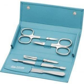 Erbe Solingen Siena 5-Piece Ocean Blue Leather Snap Button Manicure Set