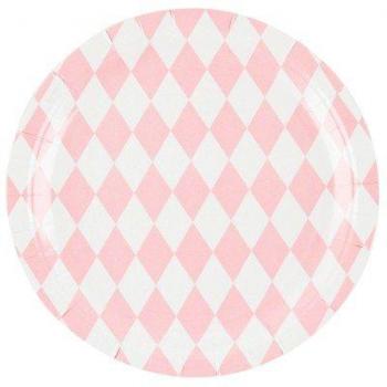 8 platos Large rombos rosa