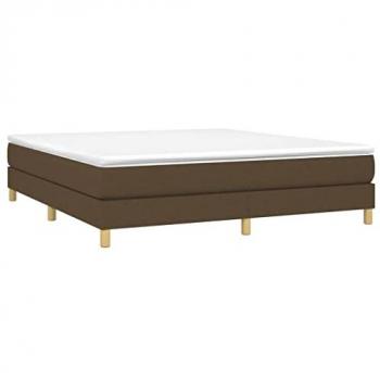 Cama box spring con colchón tela marrón oscuro 160x200 cm