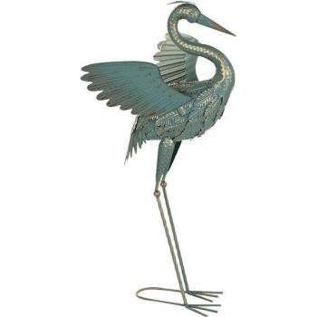 Figura Decorativa de Metal Garza Azul de 35 x 48 x 83 cm para el Hogar