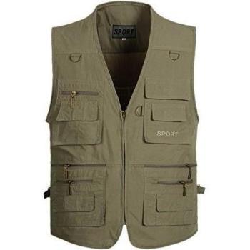 Panegy Outdoor Vest Chaleco Exterior de Algodón con Multibolsillos para Hombre Talla XXXXXL - Color Verde al Ejército