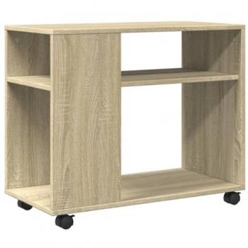 Mesa Auxiliar con Ruedas Madera Roble Sonoma 70x35x60 cm Marrón