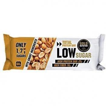 Goldnutrition Total Protein Bar Low Sugar 60g, Cacahuete, Paquete de 10 x 60g