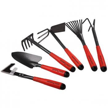FLORA GUARD 6 Piece Garden Tool Sets - Including Transplanting Spade, Trowel, Rake, Cultivator, Weeder, Pruner, Gardening Hand Tools with High Carbon Steel Heads
