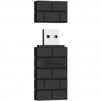 8BitDo USB Wireless Adapter 2 Black - Adaptador inalámbrico Bluetooth para PC, Mac, Raspberry Pi y Nintendo Switch