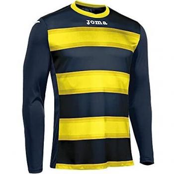Joma Europa III Camiseta de Juego Manga Larga, Hombre, Marino/Amarillo, S
