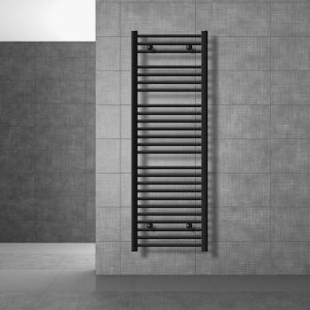 Radiador Toallero Curvado Sahara 500x1500 mm Negro Mate con Conexión Lateral - LuxeBath