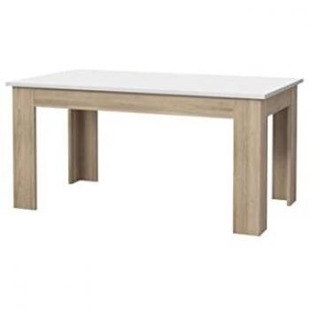 Mesa de comedor contemporánea para 6-8 personas - blanco mate y roble sonoma - 160 x 90 x 75 cm