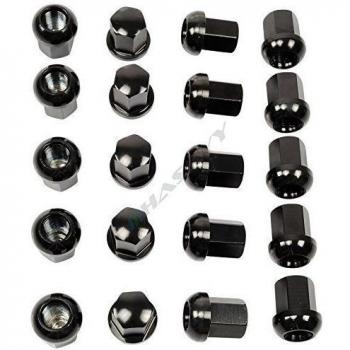 20 tuercas de rueda de ALUMINIO NEGRO adecuadas para llantas de aluminio originales