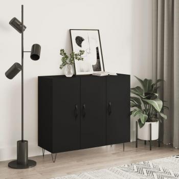 Aparador de madera de ingeniería negro 90x34x80 cm - Mueble de Almacenaje de Salón, Buffet para salón, Armario Auxiliar, Armario de Almacenamiento