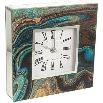 Reloj de Mesa Romimex Azul Dorado Vidrio 20 x 20 x 5 cm