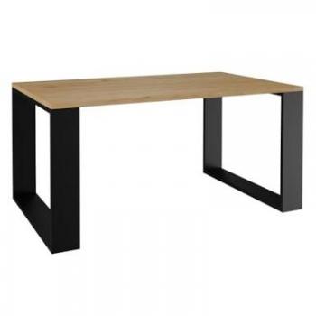 Mesa de café moderna rectangular con 2 patas de roble artesanal para salón y oficina