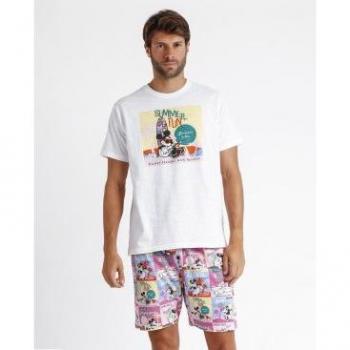Pijama Manga Corta Aloha Friends para Hombre Disney blanco