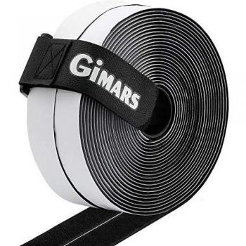 Gimars adhesivo ancho 20mm * 8M adhesivo tela doble cara Fijación segura para trabajos manuales y de bricolaje / Equipado con cierre con hebilla para organizar, Negro