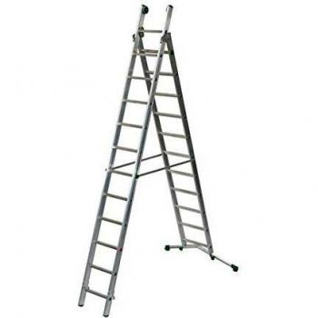 Escalera de Aluminio Facal Super Prima 2 Tramos 8+9 Peldaños, Capacidad Máxima 150 kg, Longitud Máxima 4.80 m
