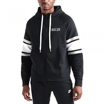 Nike M NSW Air Hoodie FZ FLC Sudadera, Hombre, Black/White/Grey Heather/White, S