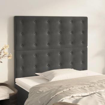 Cabeceros de terciopelo gris oscuro 2 piezas 100x5x78/88 cm