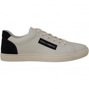 Dolce & Gabbana White Black Leather Low Shoes Sneakers - EU39.5/US6.5 Classic Low-Top Sneakers for Men