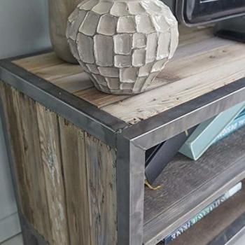 Mueble TV de madera de pino reciclado maciza y metal 150 cm