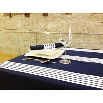 Azul marino mantel - Rectángulo - grandes tamaños - color azul - 100% algodón, 100% algodón, azul, 160cm x 350cm