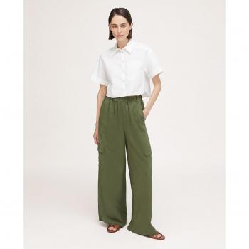 Pantalón palazzo cargo de mezcla de lino para mujer