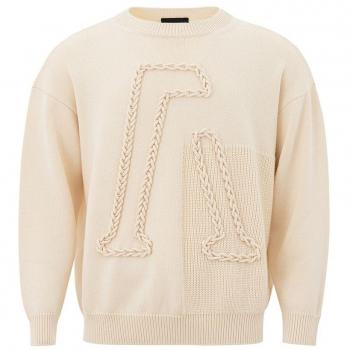 Emporio Armani Elegant Beige Wool Sweater for Men - Size L