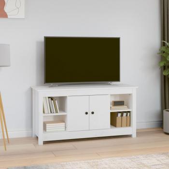 Mueble de TV de madera maciza de pino blanco 103x36,5x52 cm