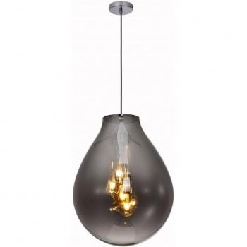 Lámpara colgante Rio 4 bombillas 60cm con cristal ahumado grande, diseño moderno, 4 luces, ideal para iluminar espacios amplios